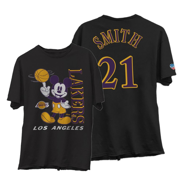 Men's Los Angeles Lakers J.R. Smith #21 NBA Vintage Disney X Collection Mickey Junk Food Black Basketball T-Shirt WQZ7283EW
